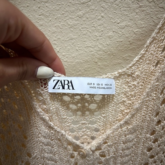 Zara Cream Ribbed Cropped Tank Top - Picture 3 of 4
